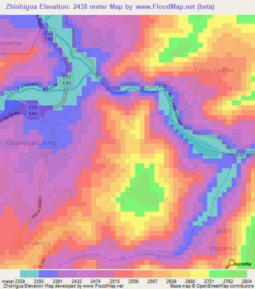 Zhishigua,Ecuador Elevation Map