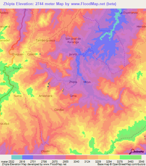 Zhipta,Ecuador Elevation Map