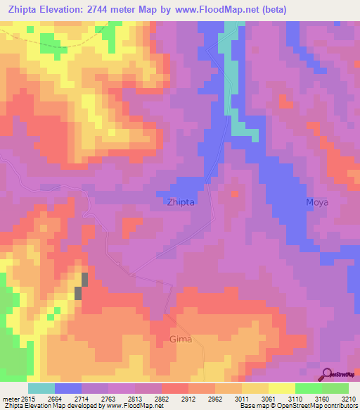 Zhipta,Ecuador Elevation Map