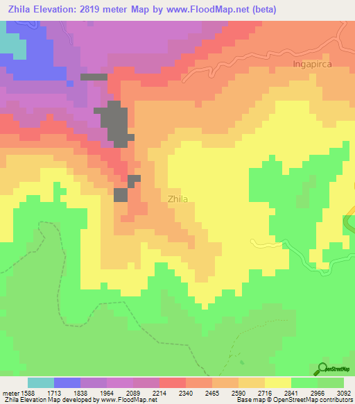 Zhila,Ecuador Elevation Map