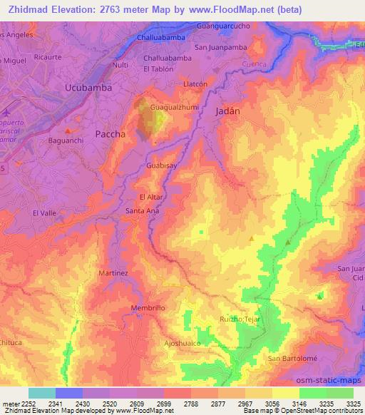 Zhidmad,Ecuador Elevation Map