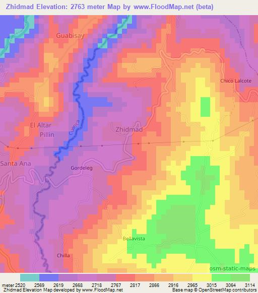 Zhidmad,Ecuador Elevation Map