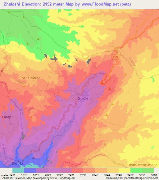 Zhalashi,Ecuador Elevation Map