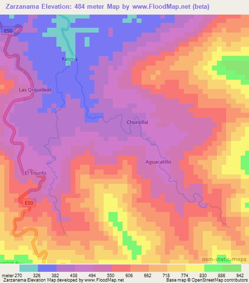 Zarzanama,Ecuador Elevation Map