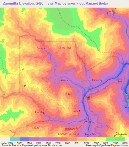 Zarumilla,Ecuador Elevation Map