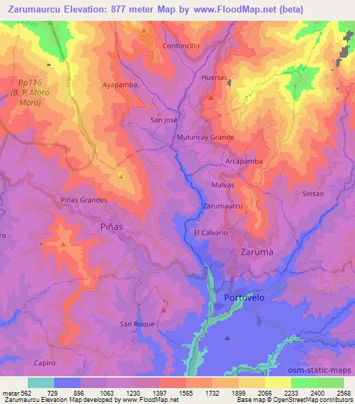 Zarumaurcu,Ecuador Elevation Map