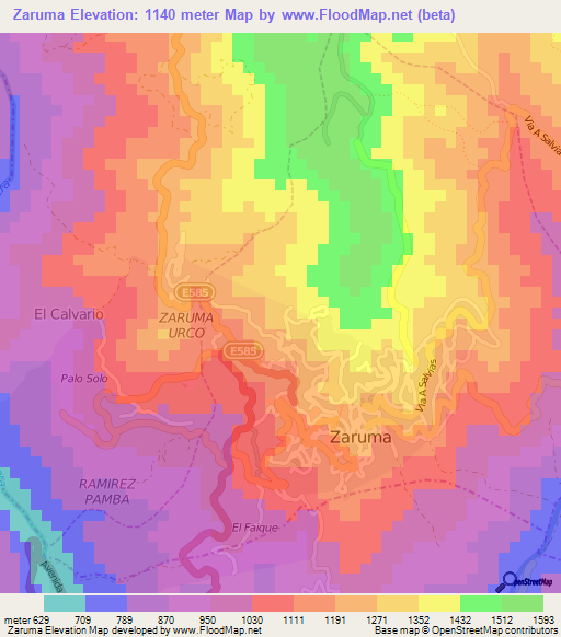 Zaruma,Ecuador Elevation Map