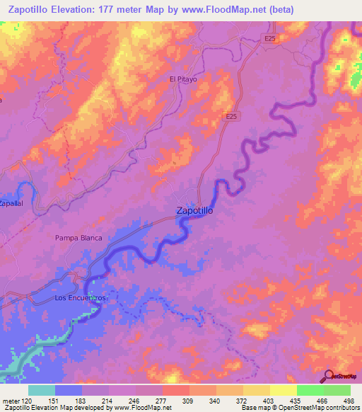 Zapotillo,Ecuador Elevation Map