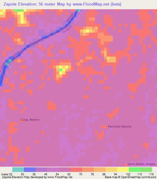 Zapote,Ecuador Elevation Map