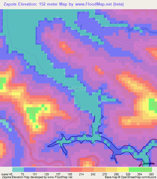 Zapote,Ecuador Elevation Map