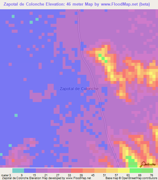 Zapotal de Colonche,Ecuador Elevation Map