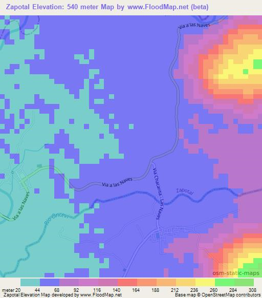 Zapotal,Ecuador Elevation Map