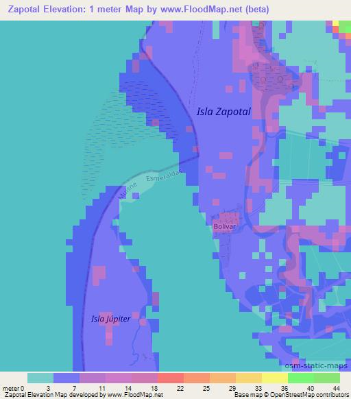 Zapotal,Ecuador Elevation Map