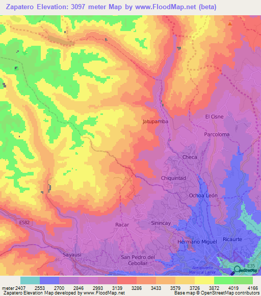 Zapatero,Ecuador Elevation Map