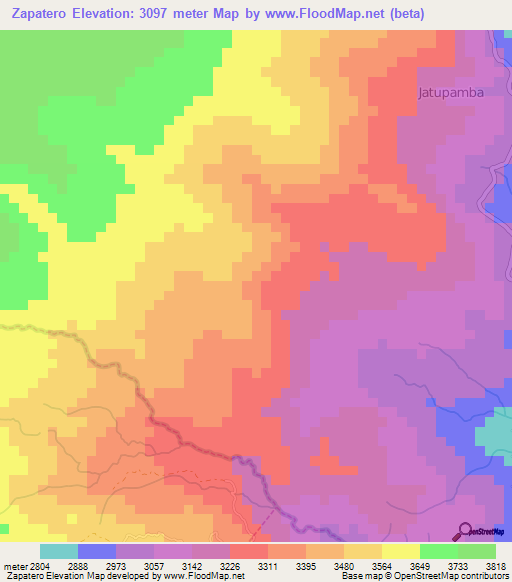 Zapatero,Ecuador Elevation Map