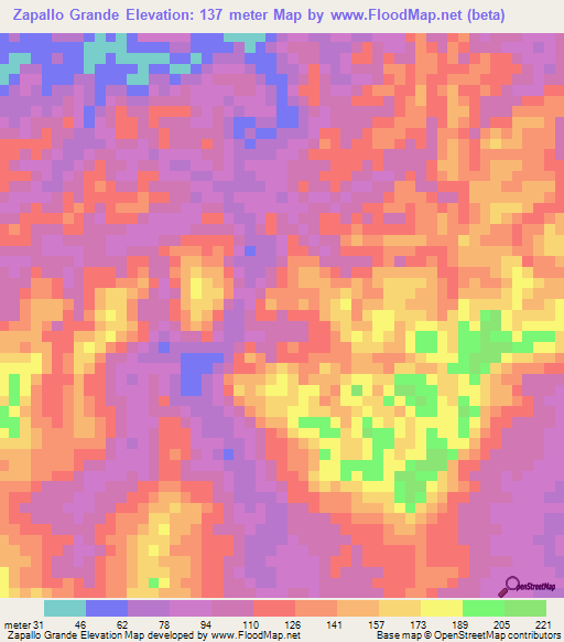 Zapallo Grande,Ecuador Elevation Map