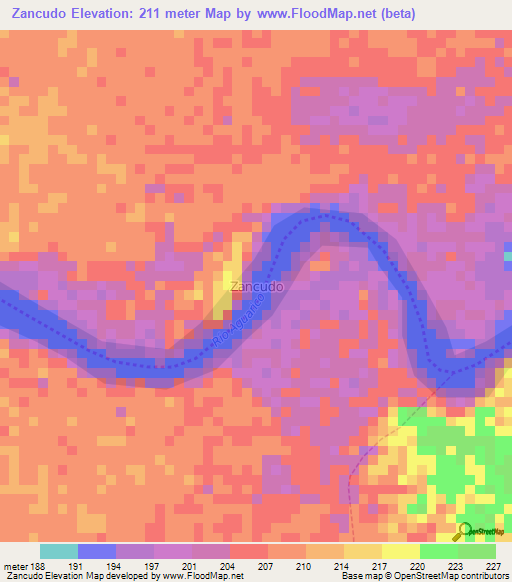 Zancudo,Ecuador Elevation Map