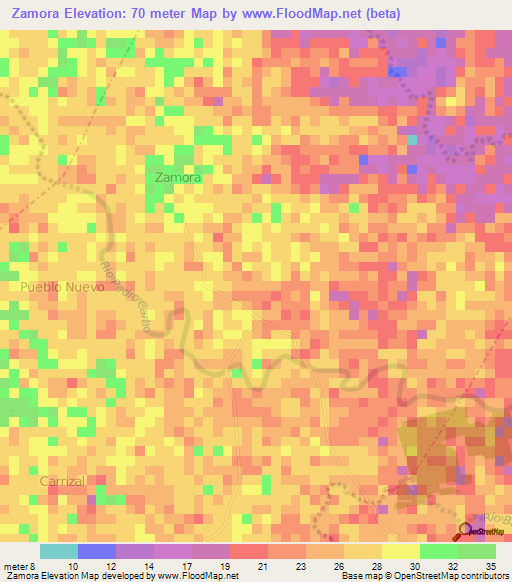 Zamora,Ecuador Elevation Map