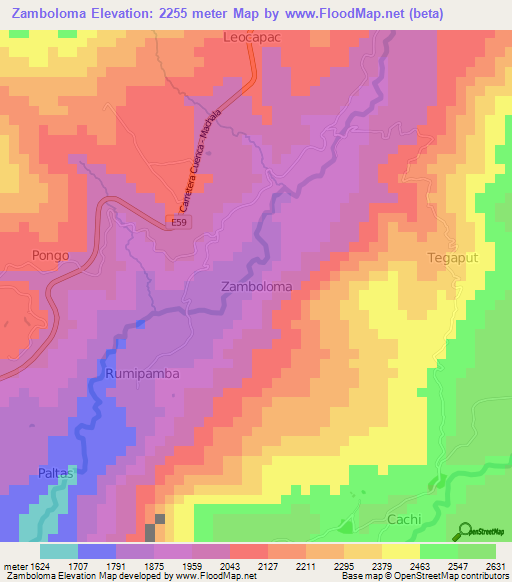 Zamboloma,Ecuador Elevation Map