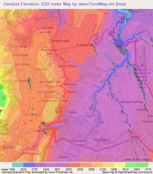 Zambiza,Ecuador Elevation Map