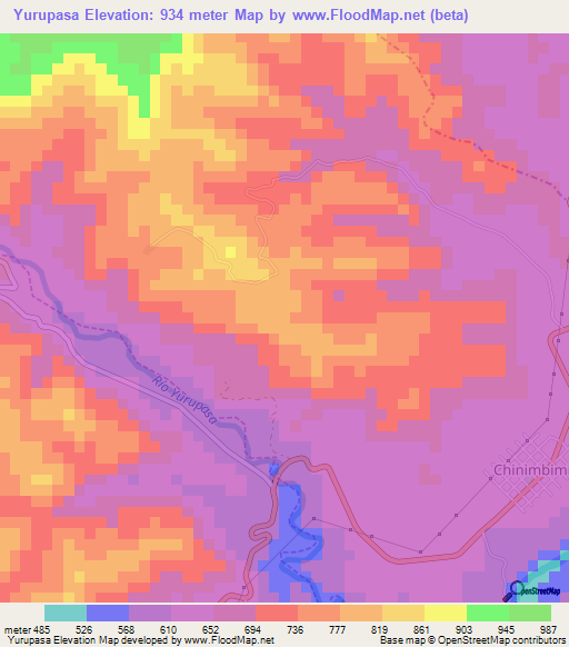 Yurupasa,Ecuador Elevation Map