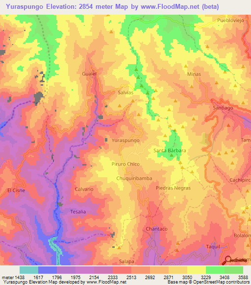 Yuraspungo,Ecuador Elevation Map