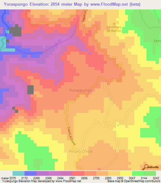 Yuraspungo,Ecuador Elevation Map