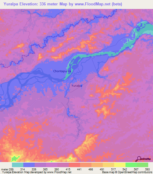 Yuralpa,Ecuador Elevation Map