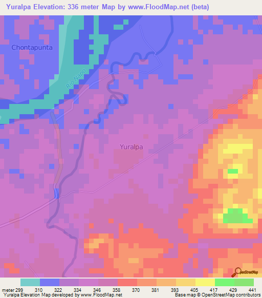 Yuralpa,Ecuador Elevation Map