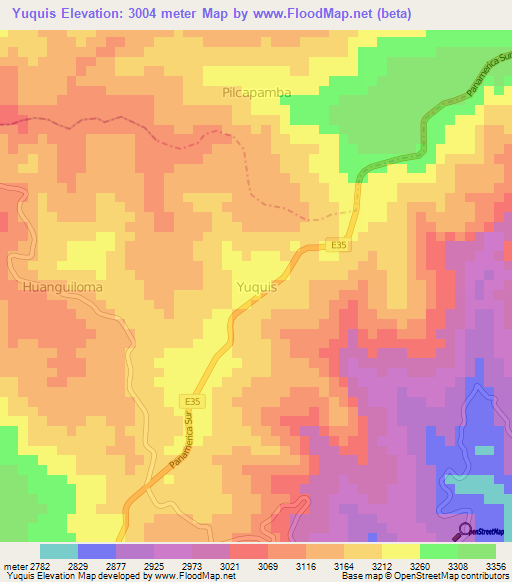 Yuquis,Ecuador Elevation Map