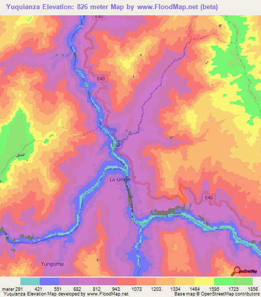 Yuquianza,Ecuador Elevation Map