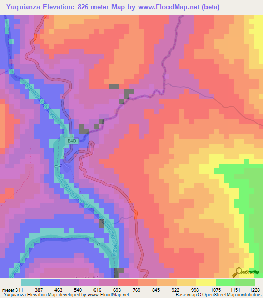 Yuquianza,Ecuador Elevation Map