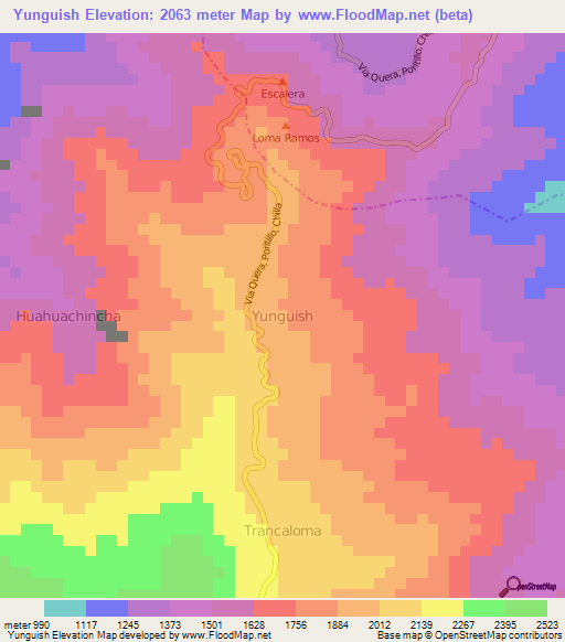 Yunguish,Ecuador Elevation Map