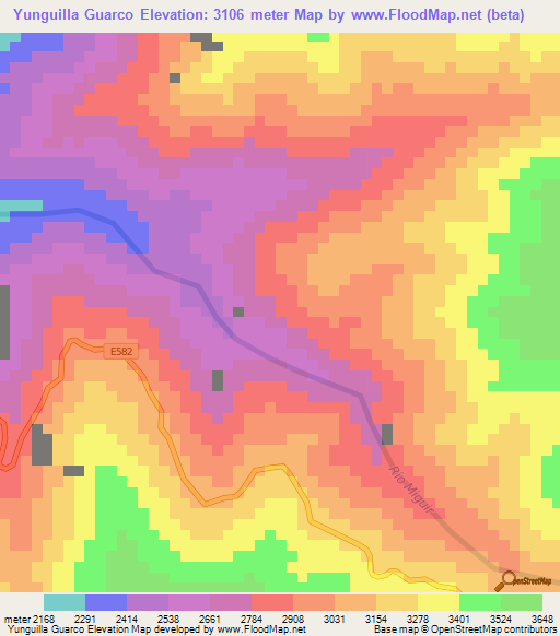 Yunguilla Guarco,Ecuador Elevation Map