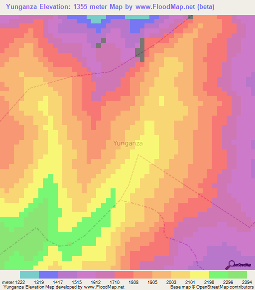 Yunganza,Ecuador Elevation Map