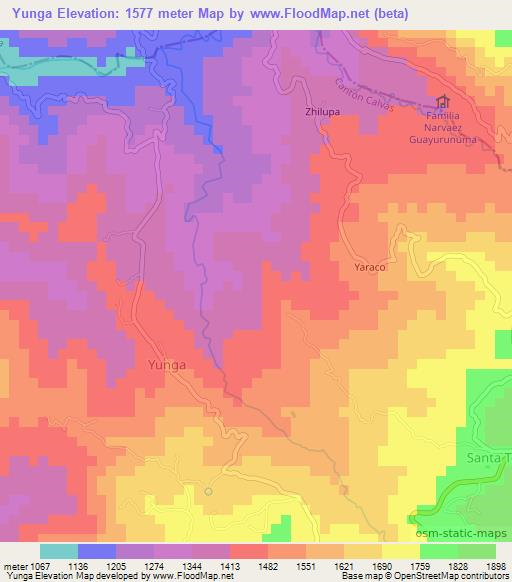 Yunga,Ecuador Elevation Map