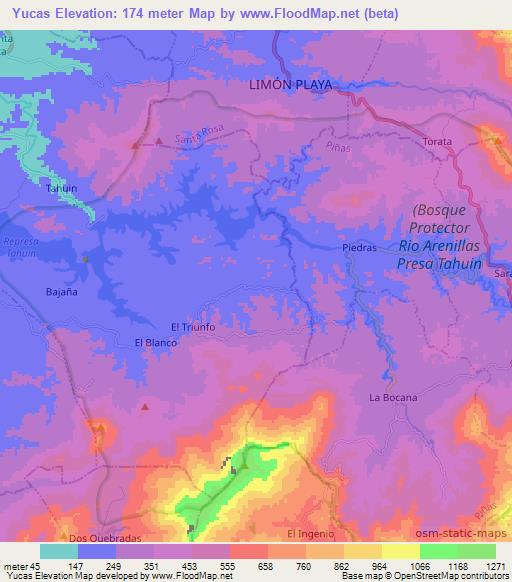 Yucas,Ecuador Elevation Map