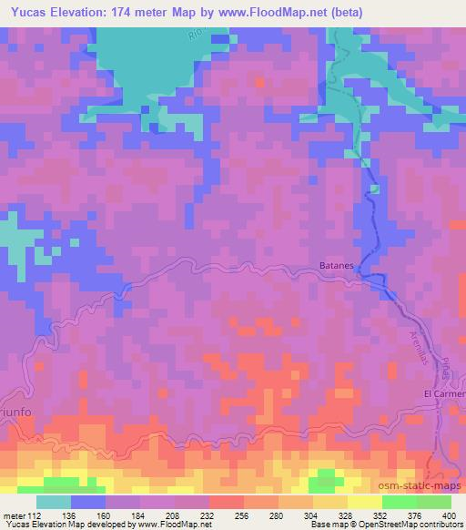 Yucas,Ecuador Elevation Map