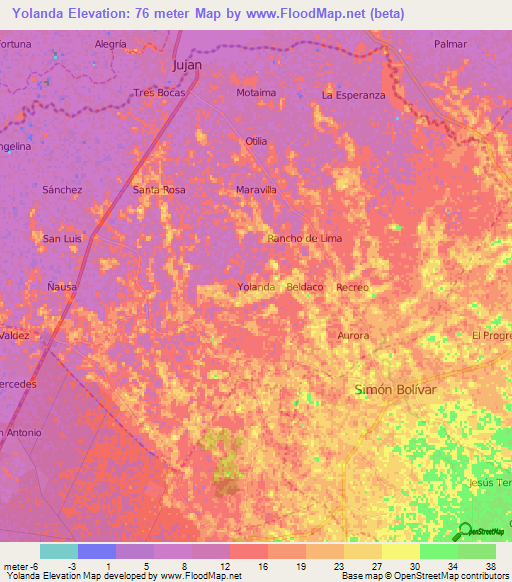 Yolanda,Ecuador Elevation Map