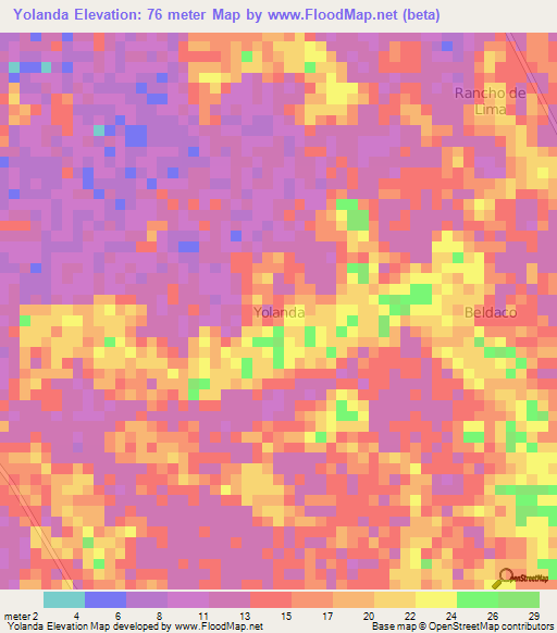 Yolanda,Ecuador Elevation Map