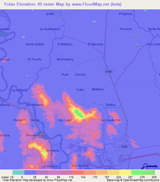 Yolan,Ecuador Elevation Map