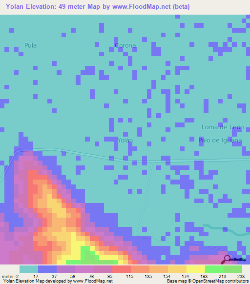 Yolan,Ecuador Elevation Map