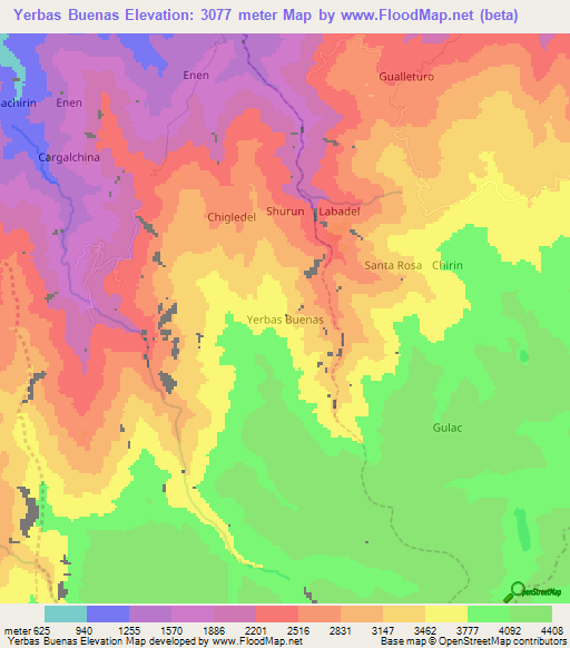 Yerbas Buenas,Ecuador Elevation Map