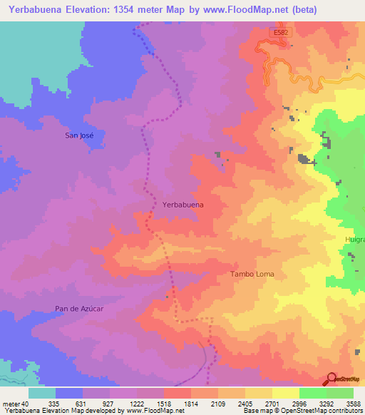 Yerbabuena,Ecuador Elevation Map