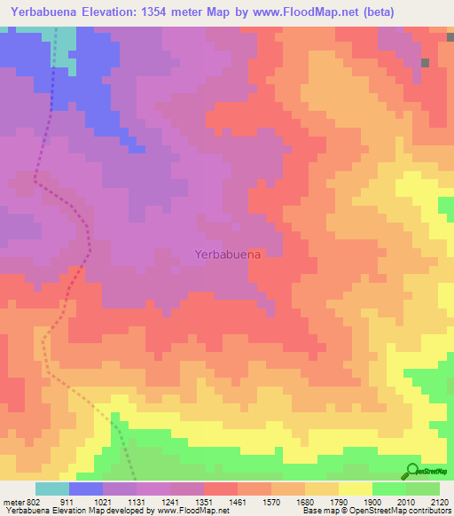 Yerbabuena,Ecuador Elevation Map