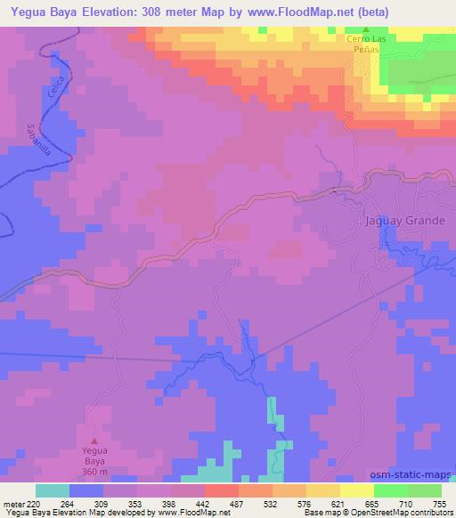 Yegua Baya,Ecuador Elevation Map