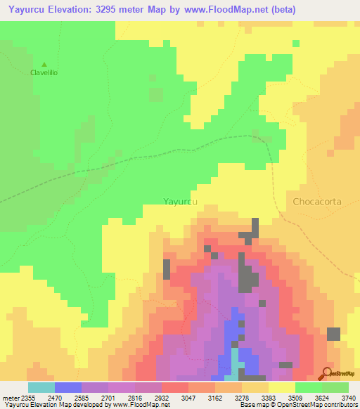 Yayurcu,Ecuador Elevation Map