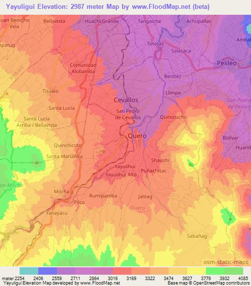 Yayuligui,Ecuador Elevation Map