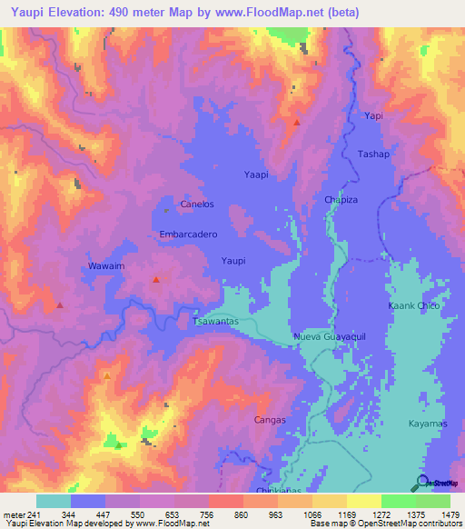 Yaupi,Ecuador Elevation Map