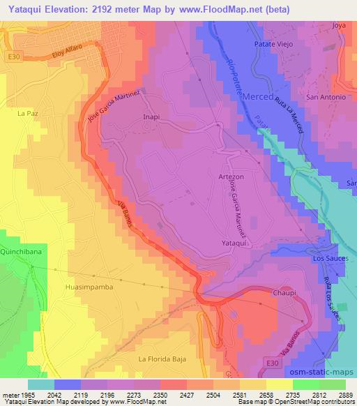 Yataqui,Ecuador Elevation Map